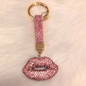 Pink Rhinestone Lips Keychain